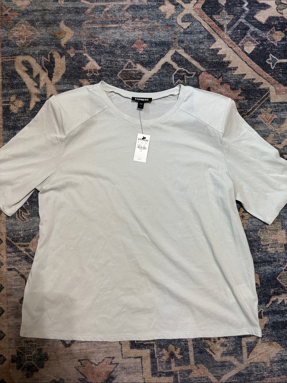 Express Women’s Pale Gray Short Sleeve Tee with Shoulder Pads